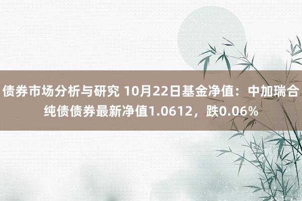 债券市场分析与研究 10月22日基金净值：中加瑞合纯债债券最新净值1.0612，跌0.06%