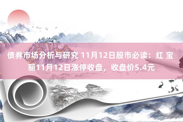 债券市场分析与研究 11月12日股市必读：红 宝 丽11月12日涨停收盘，收盘价5.4元