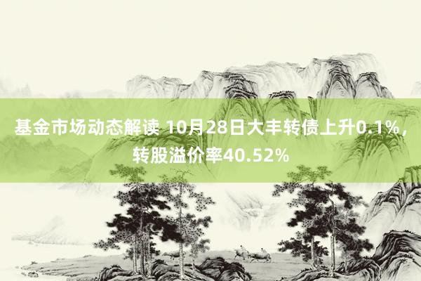 基金市场动态解读 10月28日大丰转债上升0.1%，转股溢价率40.52%