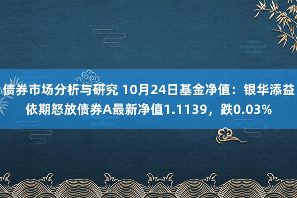 债券市场分析与研究 10月24日基金净值：银华添益依期怒放债券A最新净值1.1139，跌0.03%