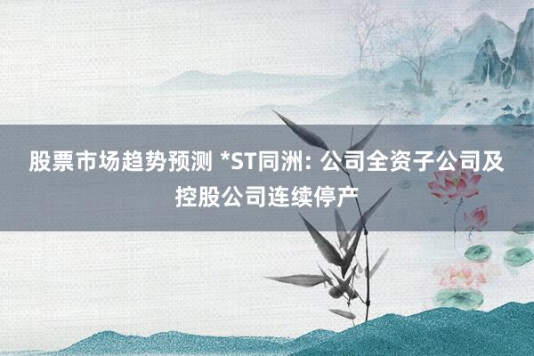 股票市场趋势预测 *ST同洲: 公司全资子公司及控股公司连续停产