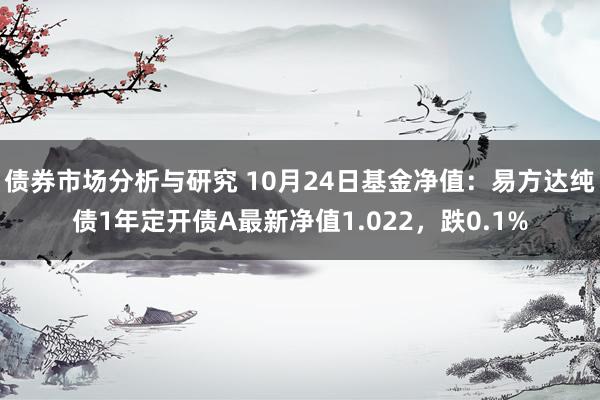 债券市场分析与研究 10月24日基金净值：易方达纯债1年定开债A最新净值1.022，跌0.1%