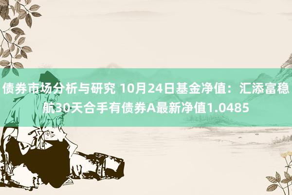 债券市场分析与研究 10月24日基金净值：汇添富稳航30天合手有债券A最新净值1.0485