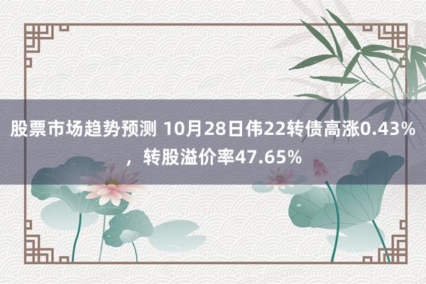 股票市场趋势预测 10月28日伟22转债高涨0.43%，转股溢价率47.65%