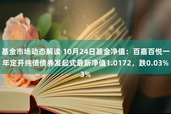 基金市场动态解读 10月24日基金净值：百嘉百悦一年定开纯债债券发起式最新净值1.0172，跌0.03%