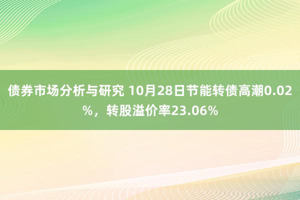 债券市场分析与研究 10月28日节能转债高潮0.02%，转股溢价率23.06%