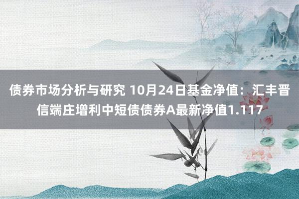 债券市场分析与研究 10月24日基金净值：汇丰晋信端庄增利中短债债券A最新净值1.117