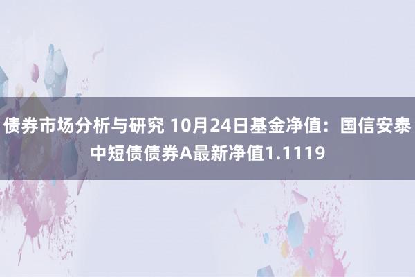 债券市场分析与研究 10月24日基金净值：国信安泰中短债债券A最新净值1.1119