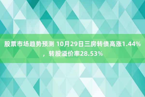 股票市场趋势预测 10月29日三房转债高涨1.44%，转股溢价率28.53%