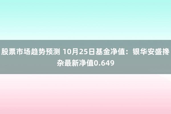 股票市场趋势预测 10月25日基金净值：银华安盛搀杂最新净值0.649