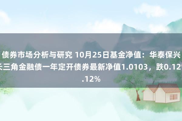 债券市场分析与研究 10月25日基金净值：华泰保兴长三角金融债一年定开债券最新净值1.0103，跌0.12%