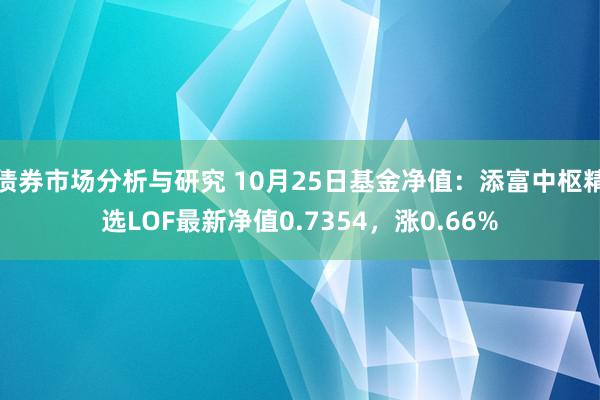 债券市场分析与研究 10月25日基金净值：添富中枢精选LOF最新净值0.7354，涨0.66%