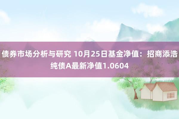 债券市场分析与研究 10月25日基金净值：招商添浩纯债A最新净值1.0604