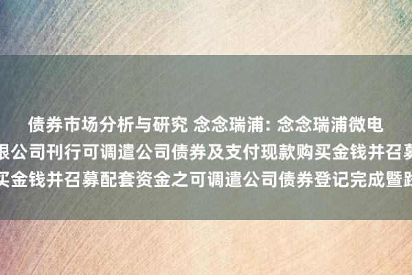 债券市场分析与研究 念念瑞浦: 念念瑞浦微电子科技（苏州）股份有限公司刊行可调遣公司债券及支付现款购买金钱并召募配套资金之可调遣公司债券登记完成暨践诺情况申报书