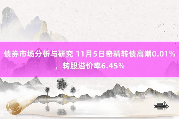 债券市场分析与研究 11月5日奇精转债高潮0.01%，转股溢价率6.45%