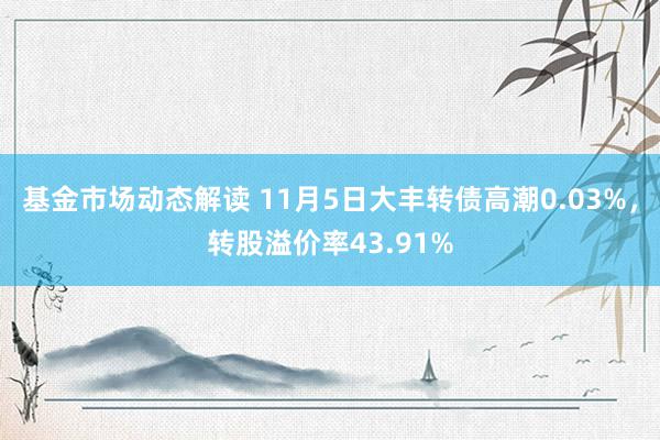 基金市场动态解读 11月5日大丰转债高潮0.03%，转股溢价率43.91%