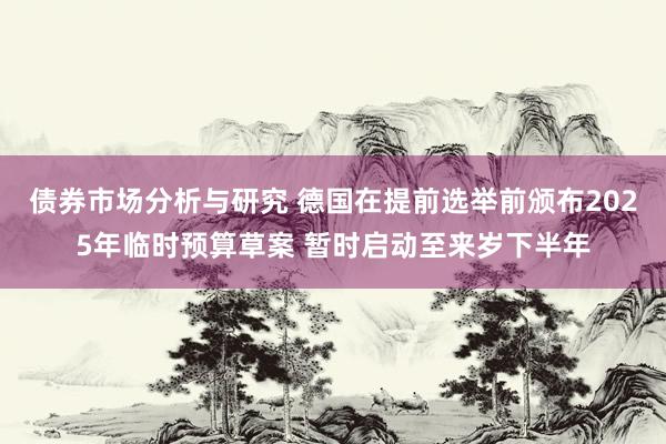 债券市场分析与研究 德国在提前选举前颁布2025年临时预算草案 暂时启动至来岁下半年