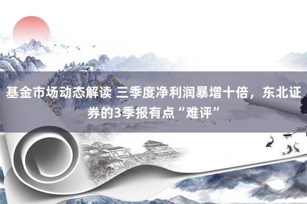 基金市场动态解读 三季度净利润暴增十倍，东北证券的3季报有点“难评”