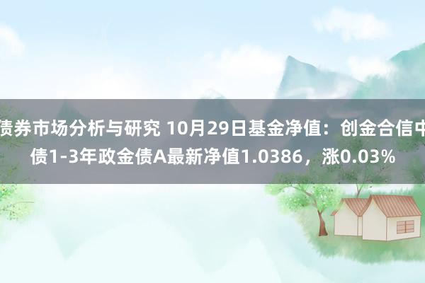 债券市场分析与研究 10月29日基金净值：创金合信中债1-3年政金债A最新净值1.0386，涨0.03%