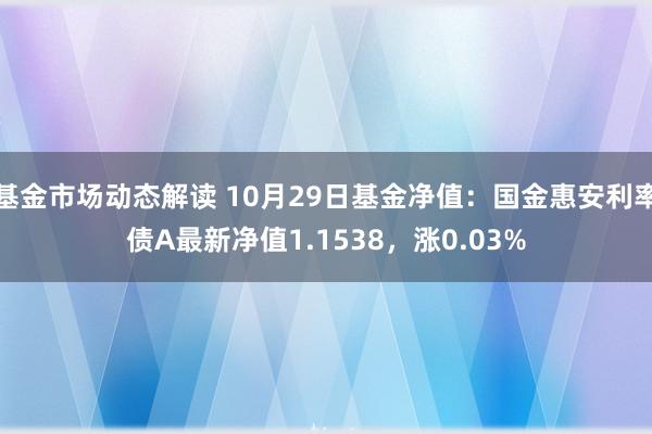 基金市场动态解读 10月29日基金净值：国金惠安利率债A最新净值1.1538，涨0.03%