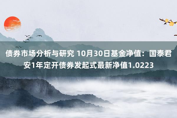 债券市场分析与研究 10月30日基金净值：国泰君安1年定开债券发起式最新净值1.0223