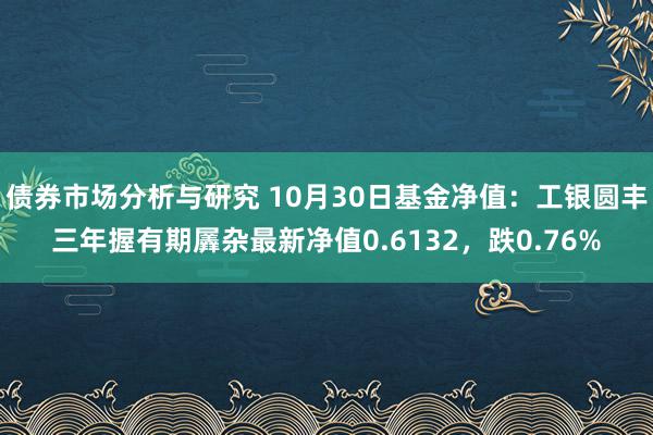 债券市场分析与研究 10月30日基金净值：工银圆丰三年握有期羼杂最新净值0.6132，跌0.76%