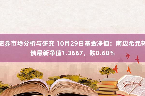 债券市场分析与研究 10月29日基金净值：南边希元转债最新净值1.3667，跌0.68%