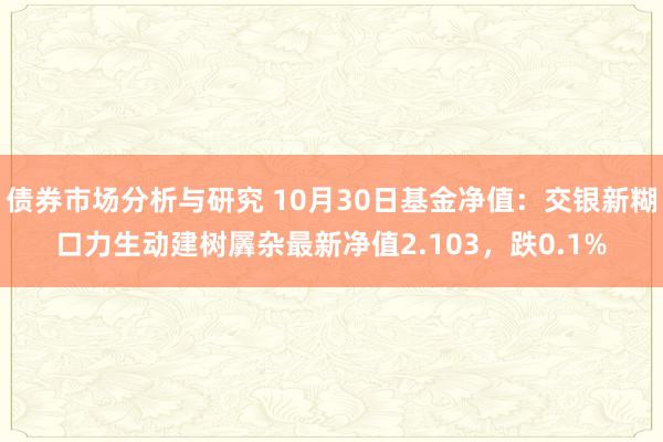 债券市场分析与研究 10月30日基金净值：交银新糊口力生动建树羼杂最新净值2.103，跌0.1%