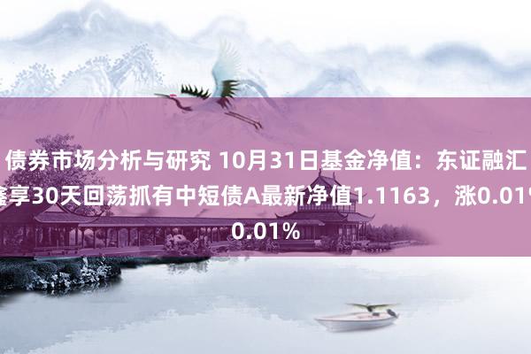 债券市场分析与研究 10月31日基金净值：东证融汇鑫享30天回荡抓有中短债A最新净值1.1163，涨0.01%