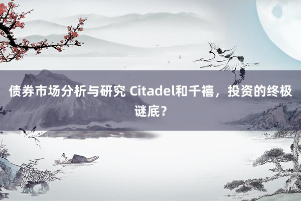 债券市场分析与研究 Citadel和千禧，投资的终极谜底？