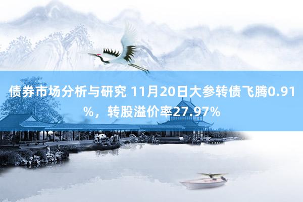 债券市场分析与研究 11月20日大参转债飞腾0.91%，转股溢价率27.97%