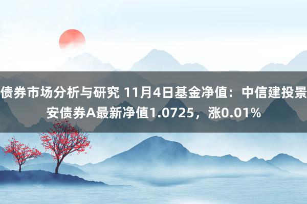 债券市场分析与研究 11月4日基金净值：中信建投景安债券A最新净值1.0725，涨0.01%