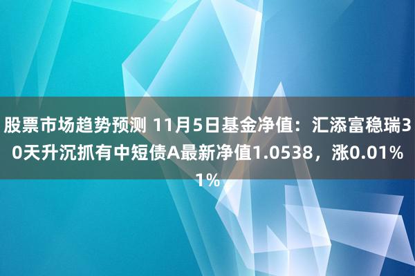 股票市场趋势预测 11月5日基金净值：汇添富稳瑞30天升沉抓有中短债A最新净值1.0538，涨0.01%