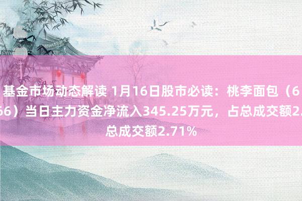 基金市场动态解读 1月16日股市必读：桃李面包（603866）当日主力资金净流入345.25万元，占总成交额2.71%