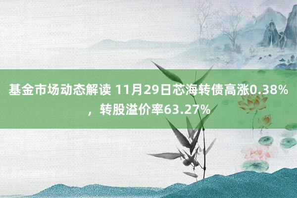 基金市场动态解读 11月29日芯海转债高涨0.38%，转股溢价率63.27%