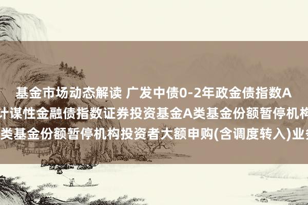 基金市场动态解读 广发中债0-2年政金债指数A: 对于广发中债0-2年计谋性金融债指数证券投资基金A类基金份额暂停机构投资者大额申购(含调度转入)业务的公告