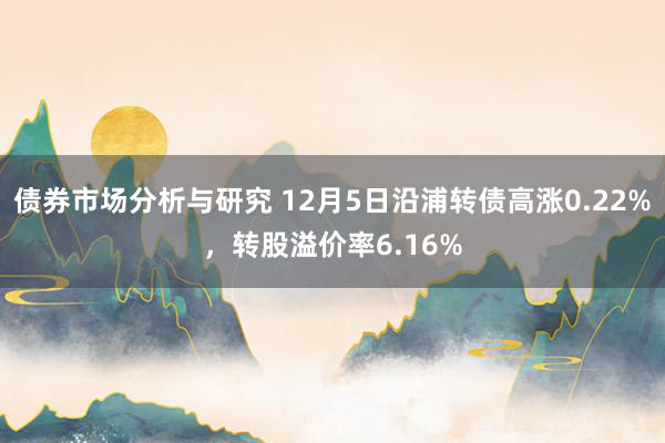 债券市场分析与研究 12月5日沿浦转债高涨0.22%，转股溢价率6.16%