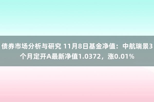 债券市场分析与研究 11月8日基金净值：中航瑞景3个月定开A最新净值1.0372，涨0.01%