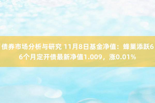 债券市场分析与研究 11月8日基金净值：蜂巢添跃66个月定开债最新净值1.009，涨0.01%