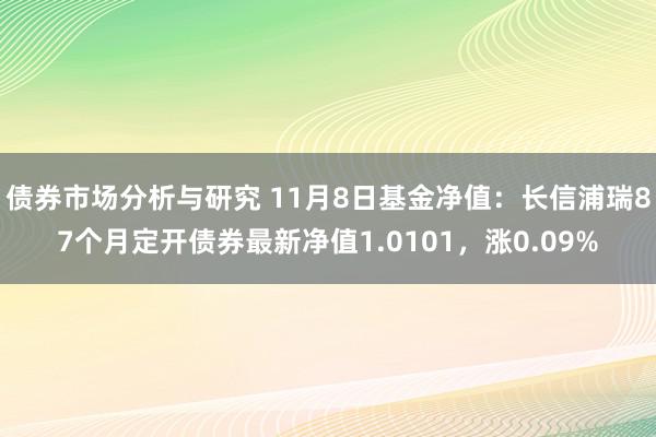 债券市场分析与研究 11月8日基金净值：长信浦瑞87个月定开债券最新净值1.0101，涨0.09%