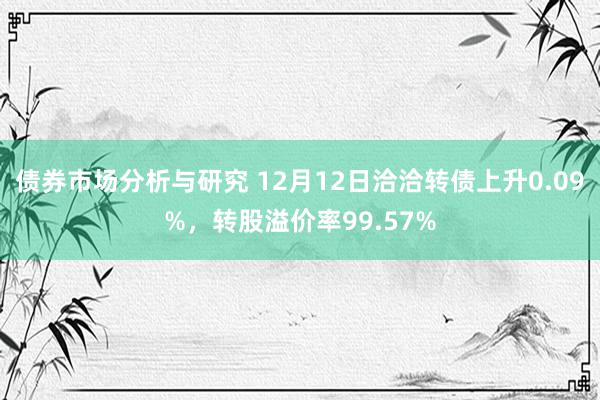 债券市场分析与研究 12月12日洽洽转债上升0.09%，转股溢价率99.57%