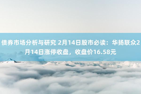 债券市场分析与研究 2月14日股市必读：华扬联众2月14日涨停收盘，收盘价16.58元