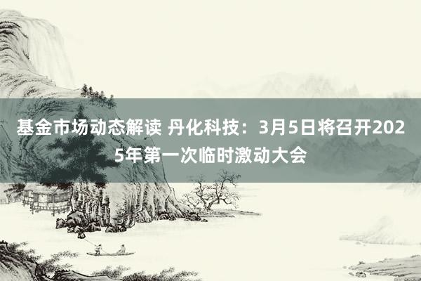 基金市场动态解读 丹化科技：3月5日将召开2025年第一次临时激动大会