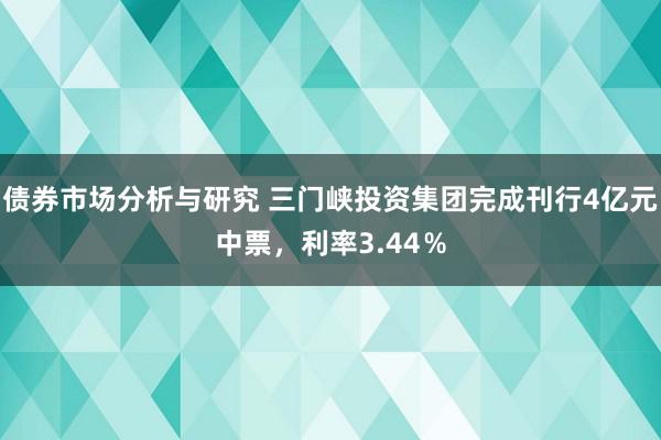 债券市场分析与研究 三门峡投资集团完成刊行4亿元中票，利率3.44％