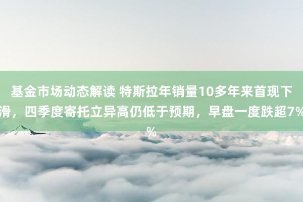 基金市场动态解读 特斯拉年销量10多年来首现下滑，四季度寄托立异高仍低于预期，早盘一度跌超7%